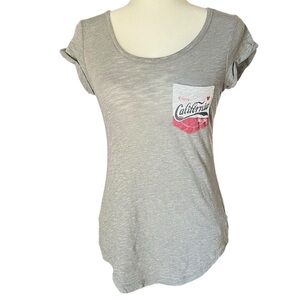 Reflex Women’s Gray Enjoy California Cali Love Pocket Short Sleeve Tshirt, S.​​